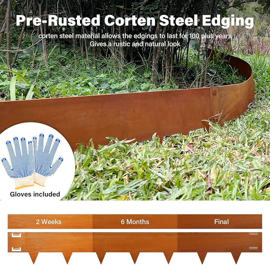 Amazon.com : Cor-Ten Steel Landscape Lawn Edging, 40